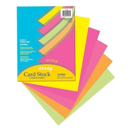 PACON CORPORATION Pacon PAC101181BN 8.5 x 11 in. Array Card Stock; Hyper Assorted 5 Colors - 100 Sheet per Pack - Pack of 2 PAC101181BN